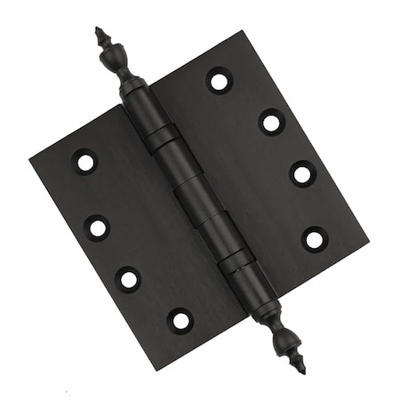 Embassy 4-1/2 x 4-1/2 Solid Brass Ball Bearing Hinge, Oil Rubbed Bronze Finish Urn Tips 4545BBUS10BU-1